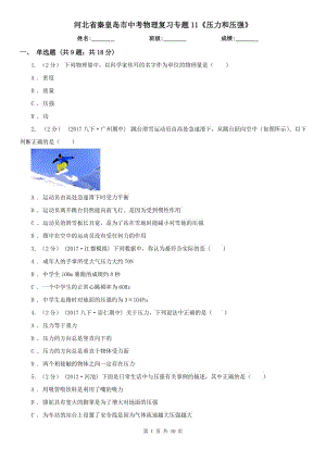 河北省秦皇島市中考物理復(fù)習(xí)專題11《壓力和壓強(qiáng)》