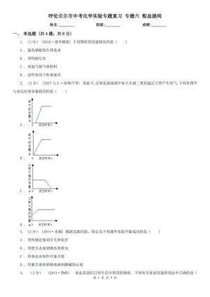 呼倫貝爾市中考化學實驗專題復習 專題六 粗鹽提純