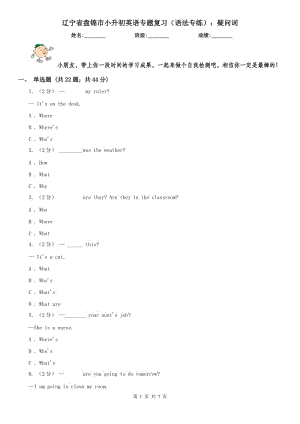 遼寧省盤錦市小升初英語(yǔ)專題復(fù)習(xí)（語(yǔ)法專練）：疑問(wèn)詞