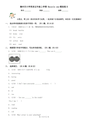 儋州市小學英語五年級上學期 Recycle one模擬練習