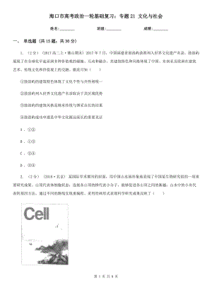 ?？谑懈呖颊我惠喕A復習：專題21 文化與社會