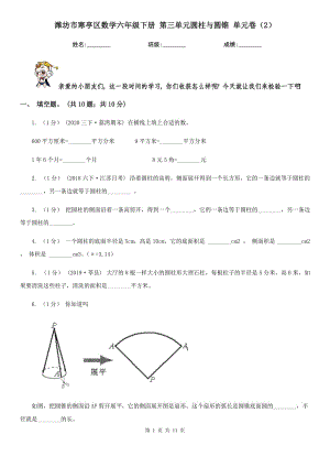 濰坊市寒亭區(qū)數(shù)學(xué)六年級(jí)下冊(cè) 第三單元圓柱與圓錐 單元卷（2）