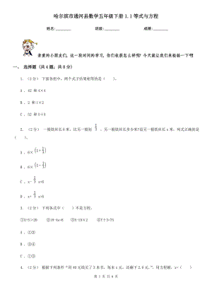 哈爾濱市通河縣數(shù)學(xué)五年級下冊1.1等式與方程