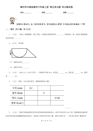 梅州市豐順縣數(shù)學六年級上冊 第五單元圓 單元測試卷