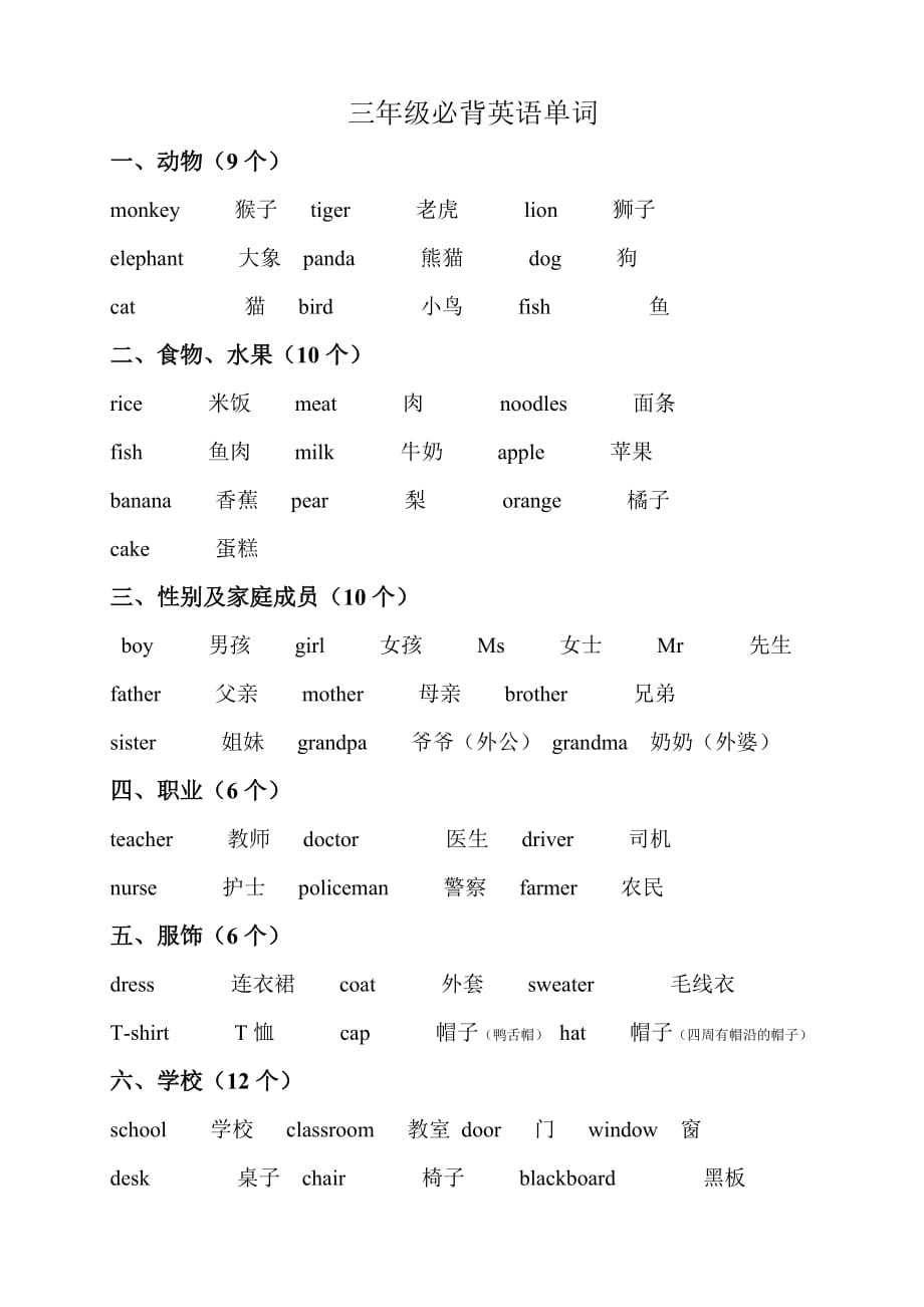 三年级必背英语单词_第1页