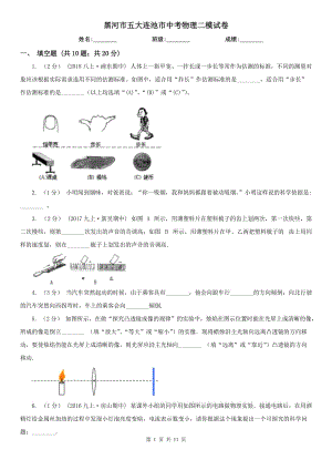 黑河市五大連池市中考物理二模試卷