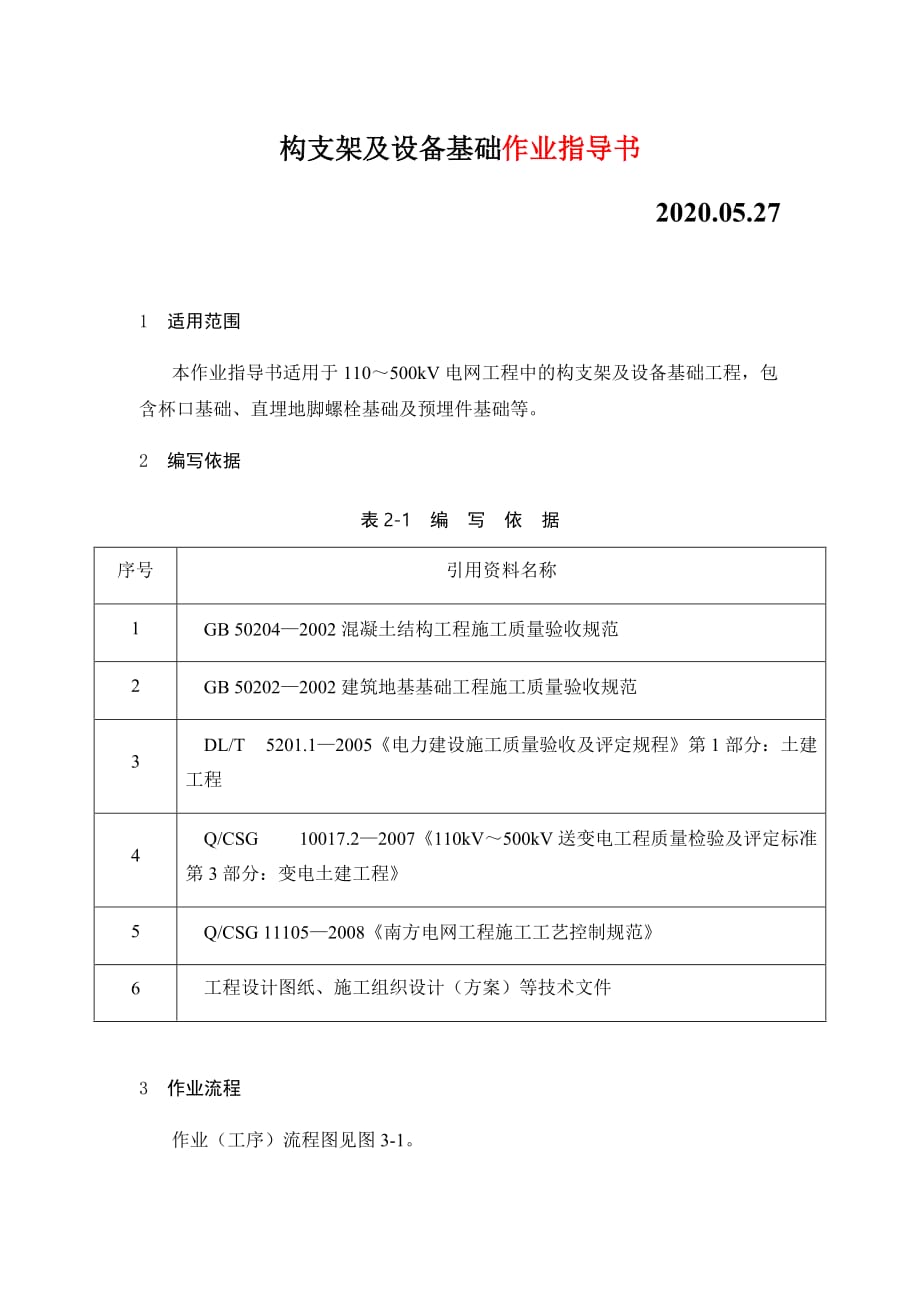 變電土建：構(gòu)支架及設(shè)備基礎(chǔ)作業(yè)指導(dǎo)書_第1頁