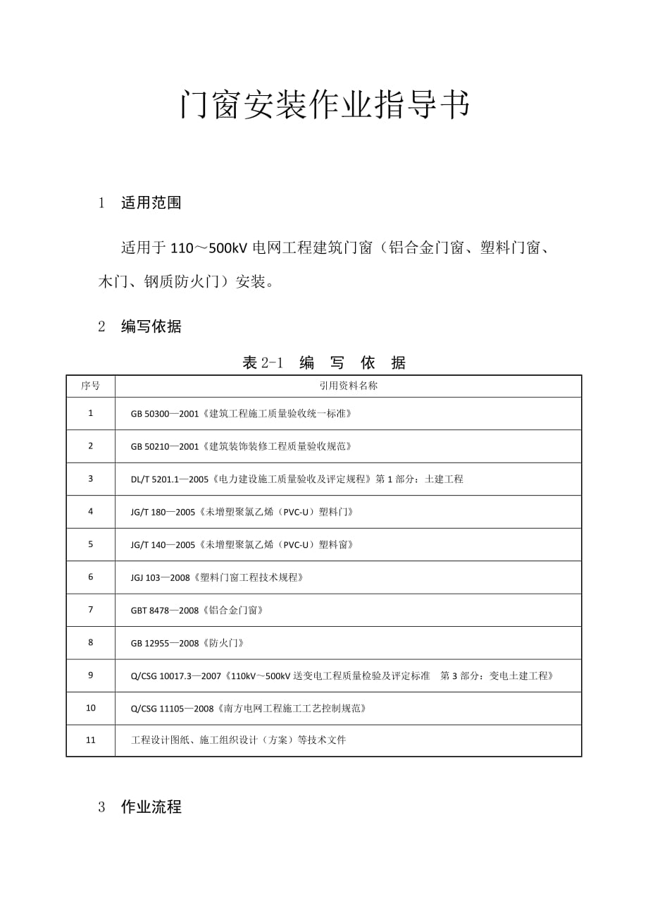 變電土建：門窗安裝作業(yè)指導(dǎo)書_第1頁