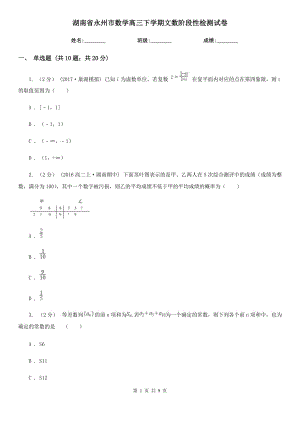 湖南省永州市数学高三下学期文数阶段性检测试卷
