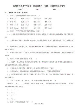 慶陽市合水縣中考語文一輪基礎(chǔ)復(fù)習(xí)：專題4 正確使用標(biāo)點符號