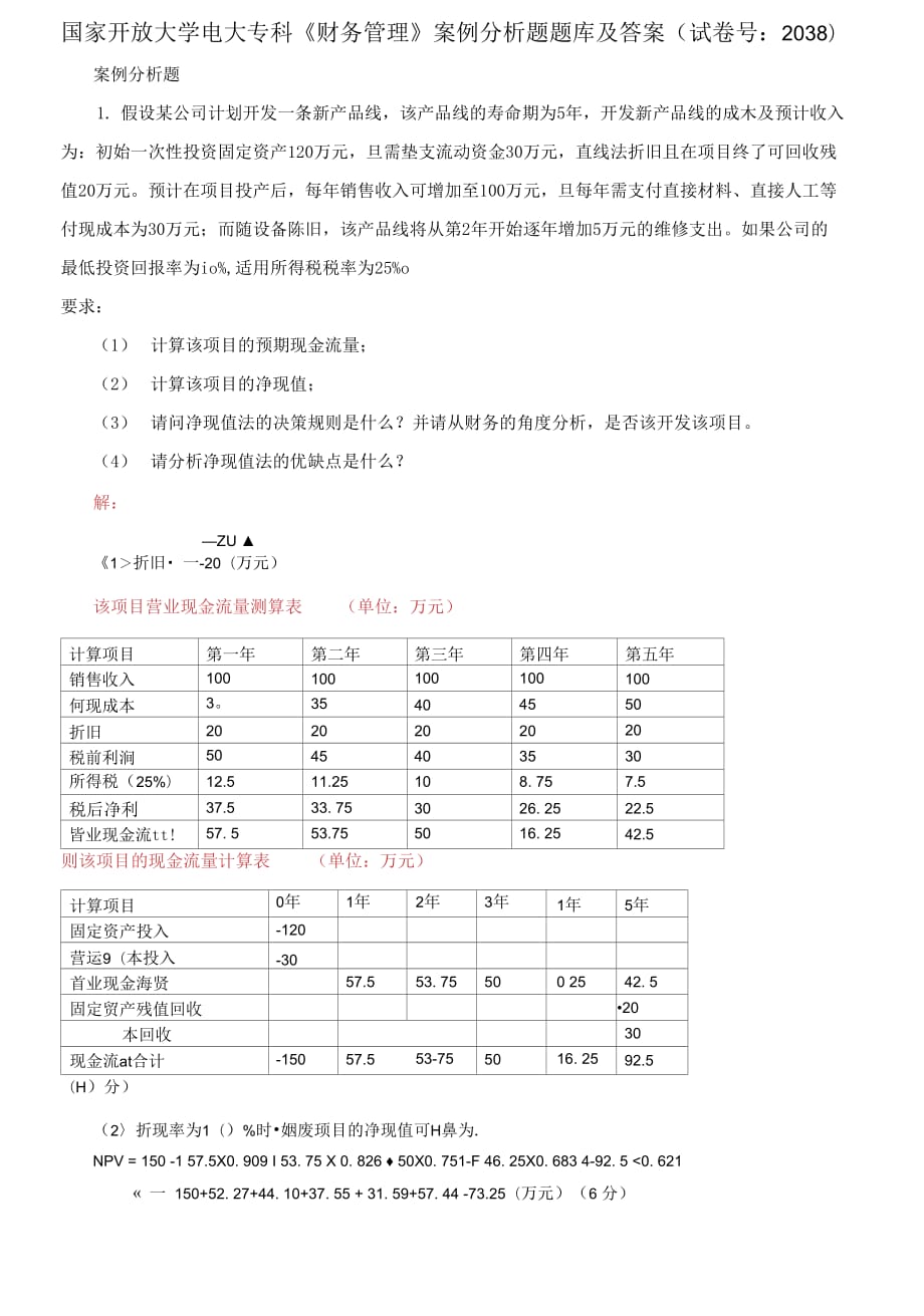 (2021更新）國家開放大學(xué)電大?？啤敦攧?wù)管理》案例分析題題庫及答案（2038套）_第1頁