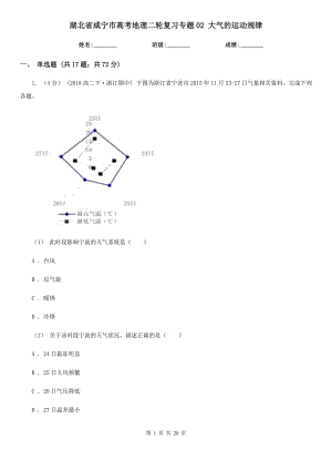 湖北省咸寧市高考地理二輪復(fù)習(xí)專題02 大氣的運(yùn)動規(guī)律