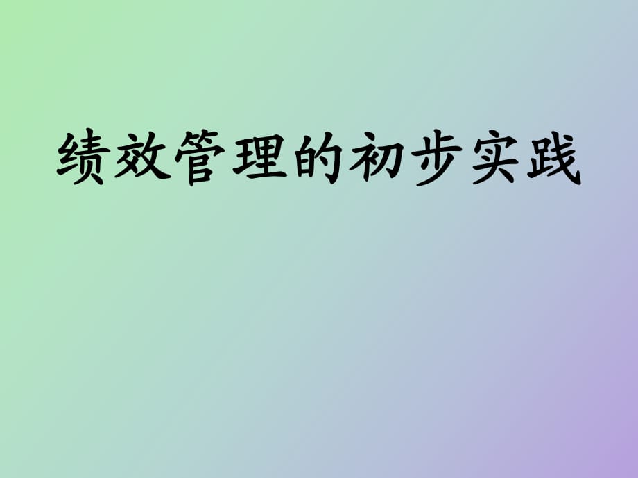 績(jī)效管理的初步實(shí)踐_第1頁(yè)