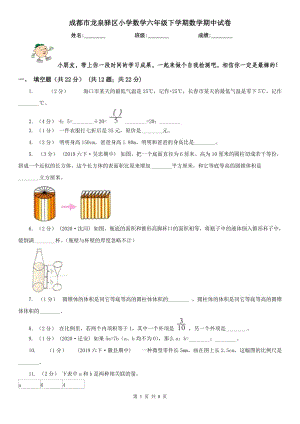 成都市龍泉驛區(qū)小學(xué)數(shù)學(xué)六年級(jí)下學(xué)期數(shù)學(xué)期中試卷