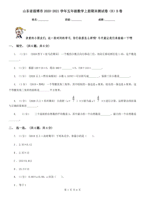 山東省淄博市2020-2021學(xué)年五年級(jí)數(shù)學(xué)上冊(cè)期末測(cè)試卷（B）B卷