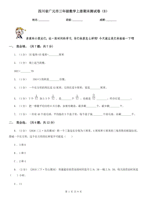 四川省广元市三年级数学上册期末测试卷（B）