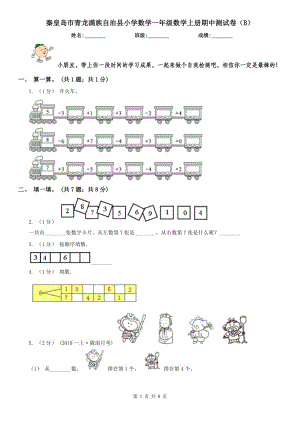 秦皇島市青龍滿族自治縣小學(xué)數(shù)學(xué)一年級數(shù)學(xué)上冊期中測試卷（B）