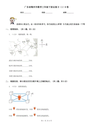 广东省梅州市数学三年级下册总复习（1）B卷