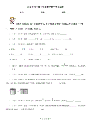 北京市六年级下学期数学期中考试试卷
