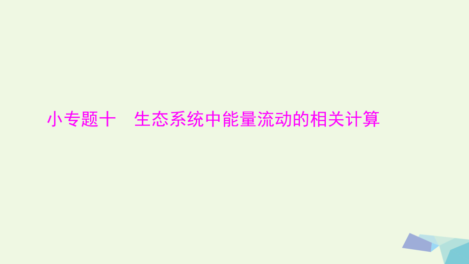 高考生物精講 小專題十 生態(tài)系統(tǒng)中能量流動的相關(guān)計算_第1頁