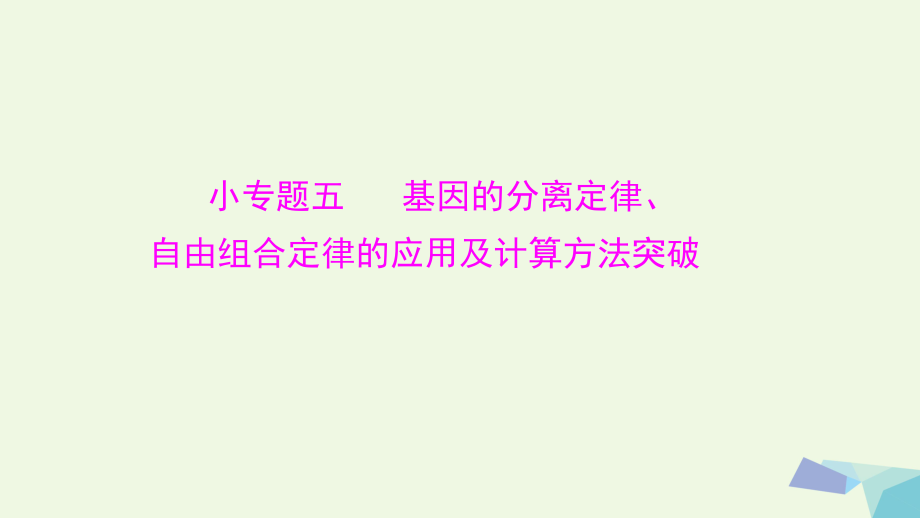 高考生物精講 小專題五 基因的分離定律、自由組合定律的應(yīng)用及計(jì)算方法突破_第1頁