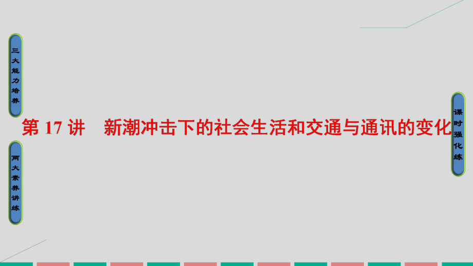 高考历史 第七单元 工业文明的崛起和对中国的冲击 第17讲 新潮冲击下的社会生活和交通与通讯的变化 岳麓版_第1页