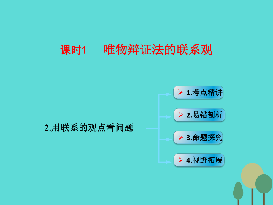 高考政治 模塊4 單元15 課時1 唯物辯證法的聯(lián)系觀 考點(diǎn)二 用聯(lián)系的觀點(diǎn)看問題_第1頁