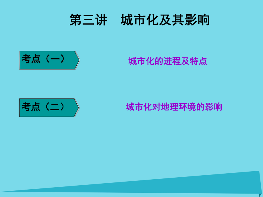 高三地理第二部分 第二章 城市與地理環(huán)境 第三講 城市化及其影響_第1頁