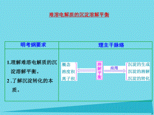 高三化學(xué) 難溶電解質(zhì)的沉淀溶解平衡