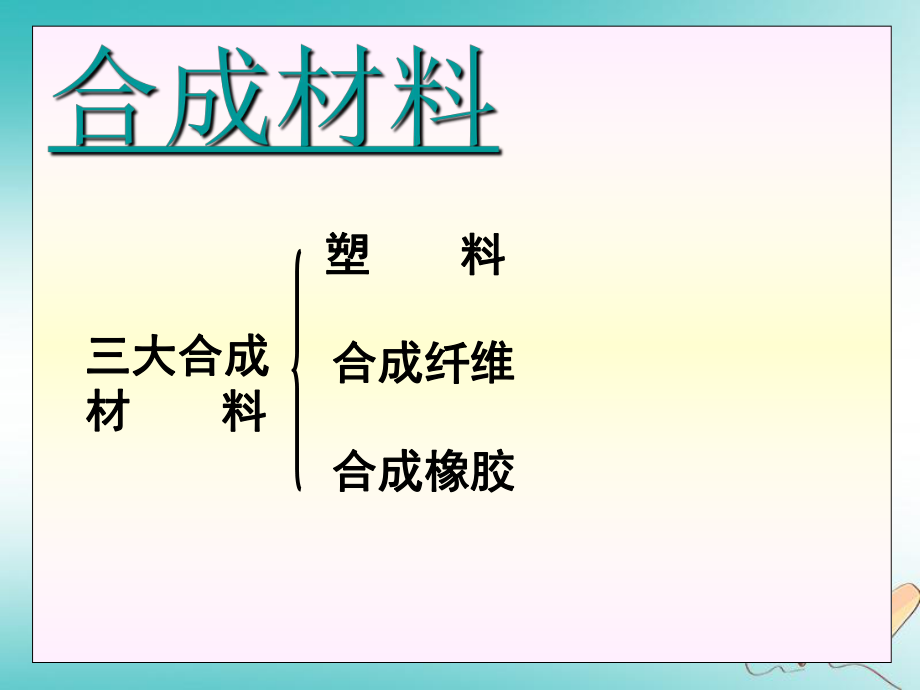 九年級化學(xué)下冊 9.2 新型材料的研制 9.2.2 合成材料 滬教版_第1頁