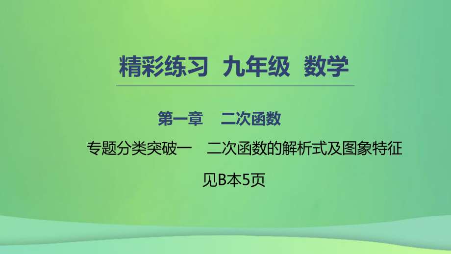 九年級數(shù)學(xué)上冊 第一章 二次函數(shù) 專題分類突破一 二次函數(shù)的解析式及圖象特征 （新版）浙教版_第1頁