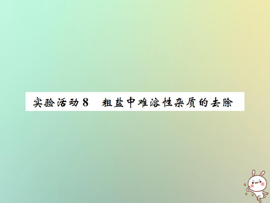 九年級化學(xué)下冊 第十一單元 鹽 化肥 實驗活動8 粗鹽中難溶性雜質(zhì)的去除 （新版）新人教版_第1頁