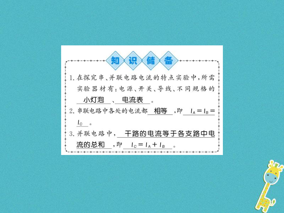 九年級物理全冊 第14章 第4節(jié) 科學探究：串聯(lián)和并聯(lián)電路的電流（第2課時） （新版）滬科版_第1頁