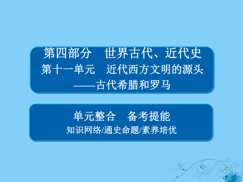 歷史第十一單元 近代西方文明的源頭——古代希臘和羅馬單元整合_第1頁