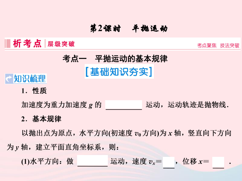 物理第四章 曲線運(yùn)動 萬有引力與航天 第2節(jié) 平拋運(yùn)動 新人教版_第1頁