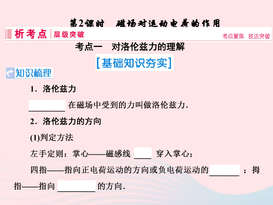 物理第九章 磁場 第2節(jié) 磁場對(duì)運(yùn)動(dòng)電荷的作用 新人教版_第1頁