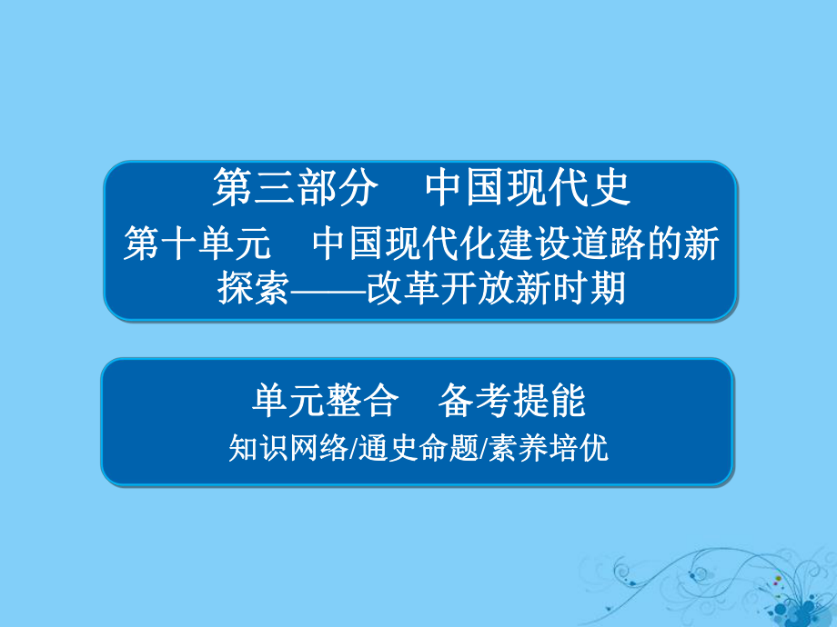 歷史第十單元 中國現(xiàn)代化建設(shè)道路的新探索——改革開放新時期單元整合_第1頁