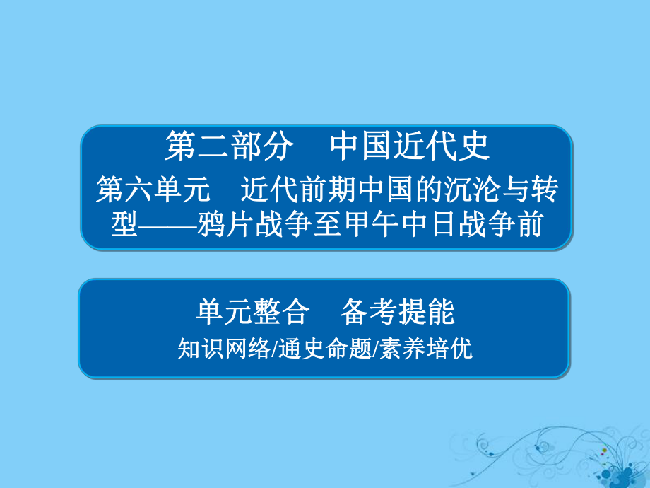 歷史第六單元 近代前期中國的沉淪與轉(zhuǎn)型——鴉片戰(zhàn)-爭至甲午中日戰(zhàn)-爭前單元整合_第1頁