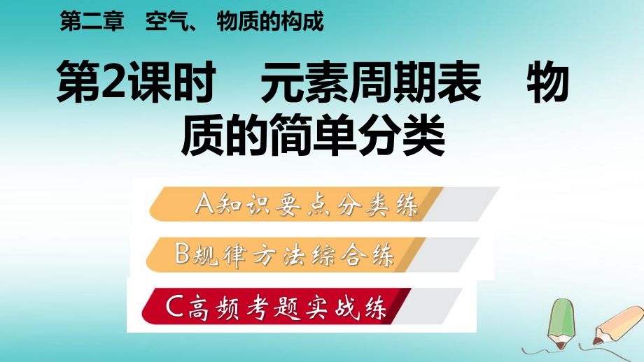 九年級(jí)化學(xué)上冊(cè) 第二章 空氣、物質(zhì)的構(gòu)成 2.4 辨別物質(zhì)的元素組成 第2課時(shí) 元素周期表、物質(zhì)的分類練習(xí) （新版）粵教版_第1頁