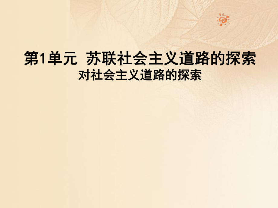 九年級歷史下冊 第1單元 蘇聯(lián)社會主義道路的探索 2 對社會主義道路的探索 新人教版_第1頁