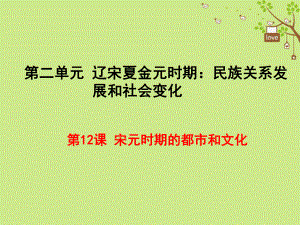 七年級(jí)歷史下冊(cè) 第二單元 遼宋夏金元時(shí)期：民族關(guān)系發(fā)展和社會(huì)變化 第12課 宋元時(shí)期的都市和文化 新人教版