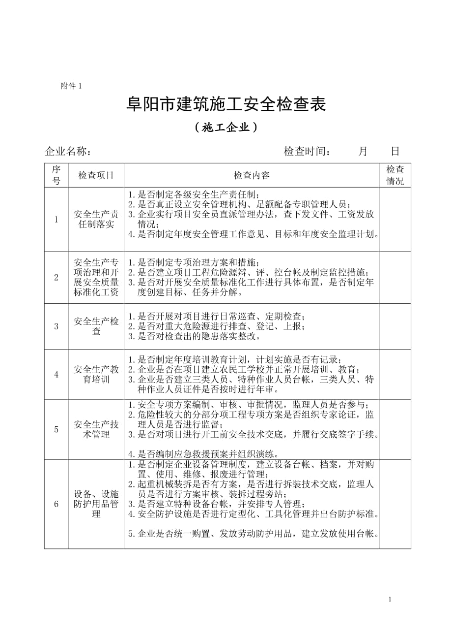 建筑工地安全檢查表-_第1頁