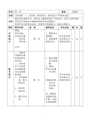 小學(xué)四年級(jí)下冊(cè)體育教案全集-