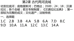 (部編版)九年級(jí)歷史上冊(cè) 深圳 《知識(shí)與能力訓(xùn)練》 第2課 答案