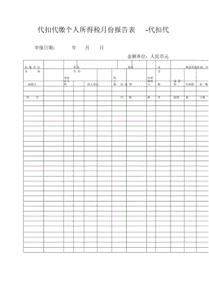 代扣代繳個人所得稅月份報告表-代扣代