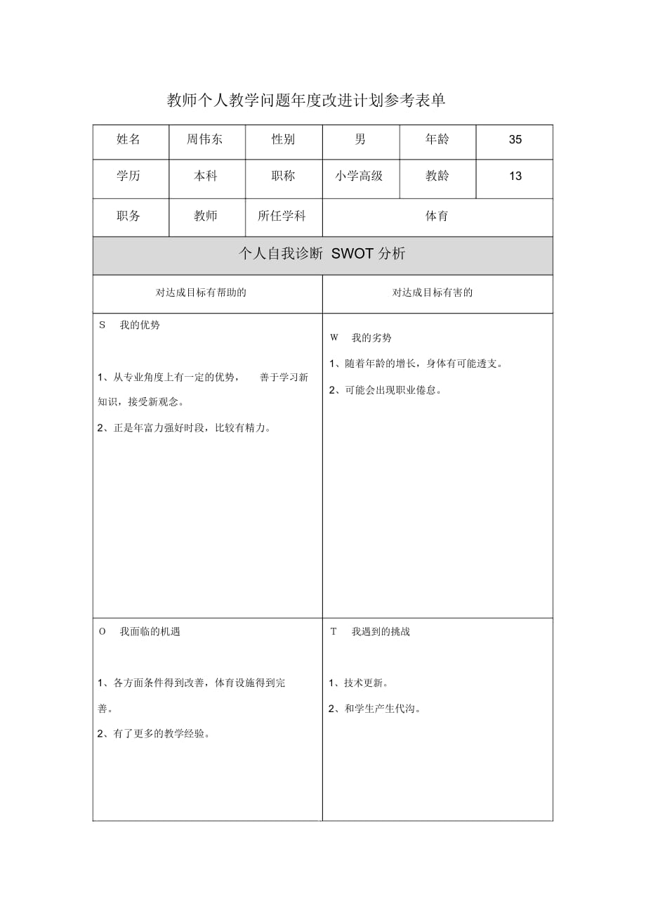 第二階段【作業(yè)表單】教師個(gè)人教學(xué)問題年度改進(jìn)計(jì)劃表單(二)_第1頁