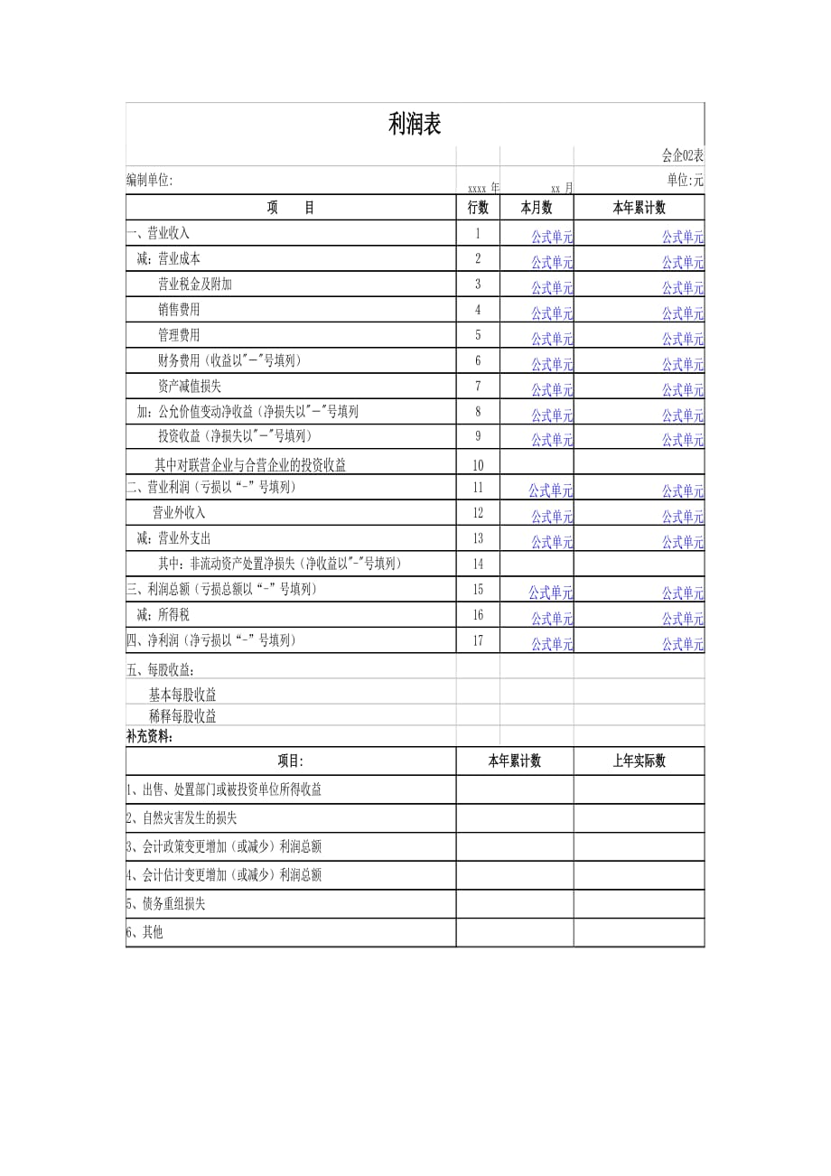 利润表表样_第1页