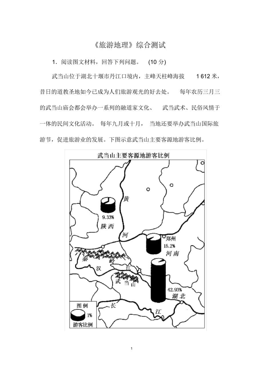 【名師一號】2014-2015學年高中地理人教版選修3《旅游地理》綜合測試_第1頁