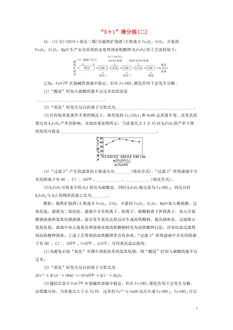 （江蘇專(zhuān)用）2020高考化學(xué)二輪復(fù)習(xí) 第三板塊 考前巧訓(xùn)特訓(xùn) 第二類(lèi) 非選擇題專(zhuān)練 “5＋1”增分練（二）_第1頁(yè)