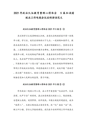 2021年政法隊(duì)伍教育整頓心得體會(huì)5篇和收看就業(yè)工作電視會(huì)議后的講話范文